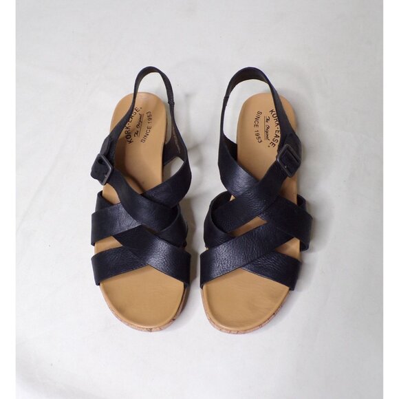 🆕KORK-EASE Caroleigh Black Wedge Sandal Shoe 11 Black - Picture 7 of 13